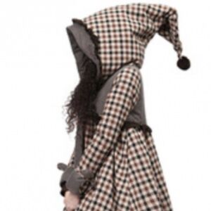 RARE! Artka Brown Black and Cream Checkered and Polka Dot Whimsical Coat